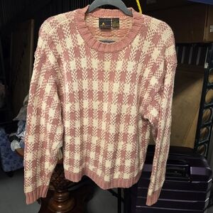 Deadstock Vintage Pink and Cream Checkered Women's Sweater